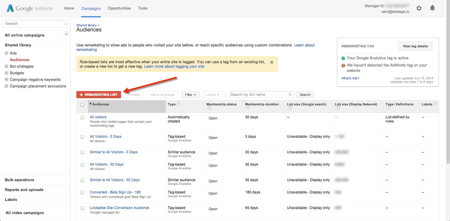 Remarketing List Google
