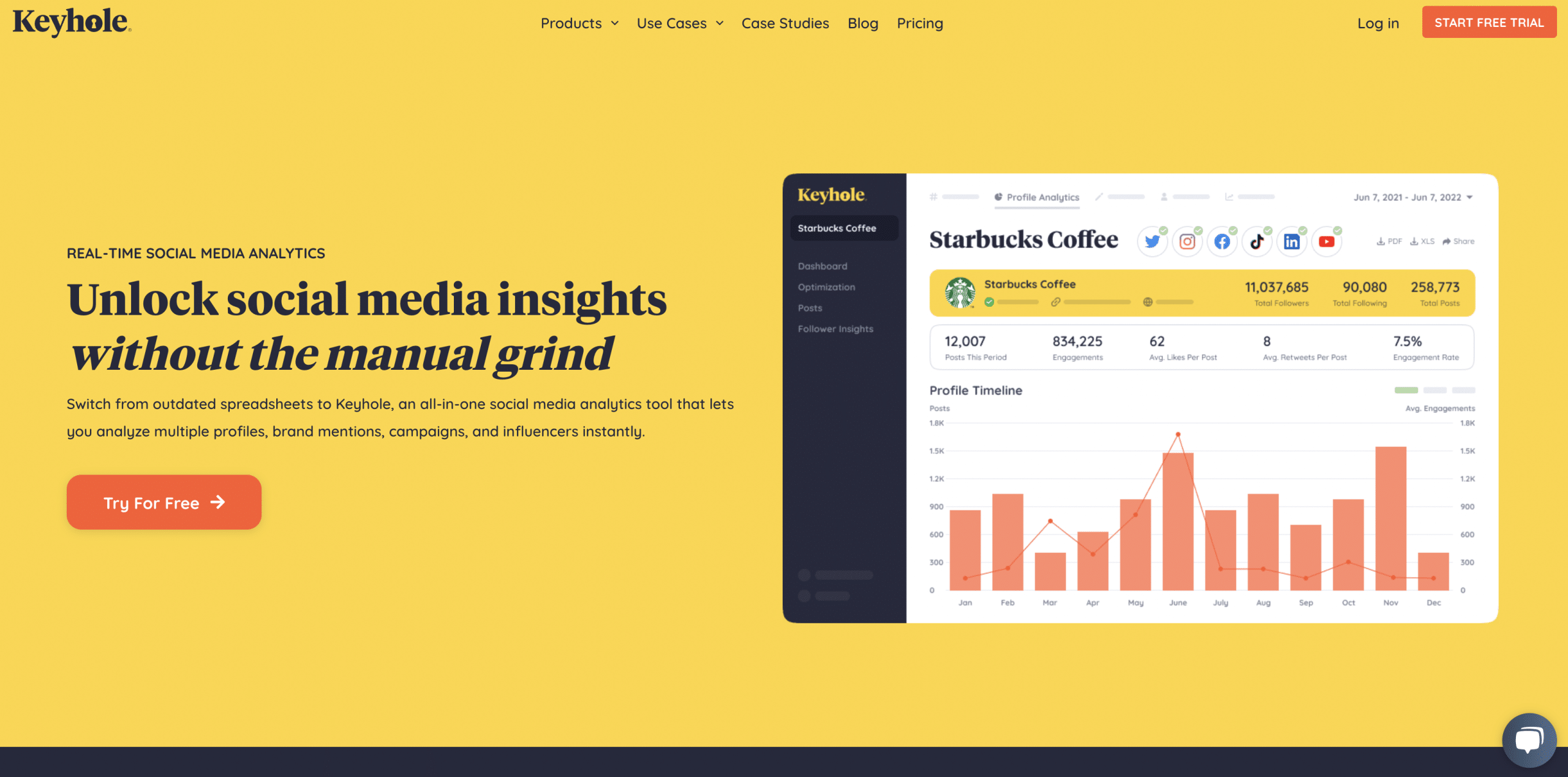 screenshot shows landing page for keyhole search engine