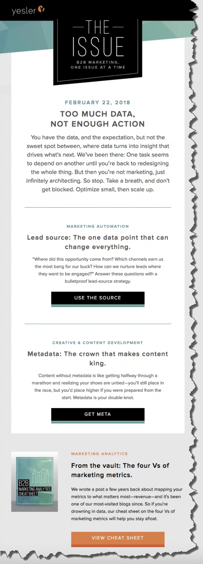 image outlines example of newsletter in B2B content marketing