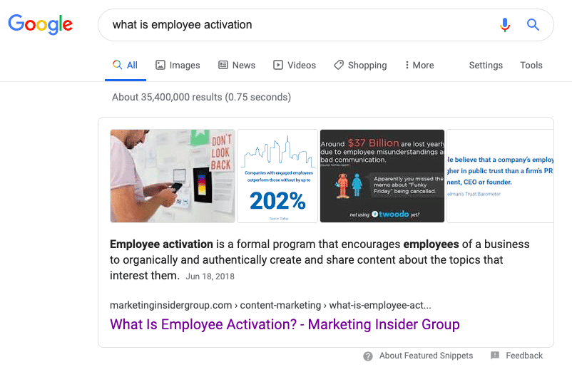 Marketing Insider Group Featured Snippet