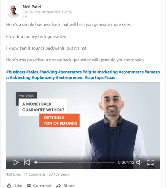 Neil Patel Video Content Example