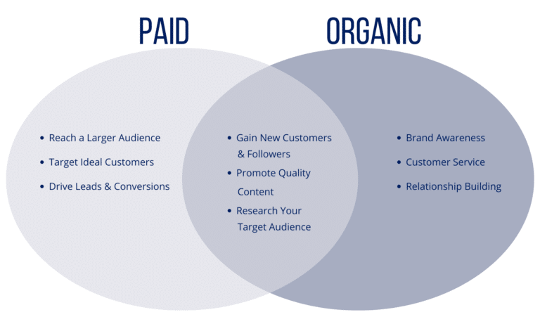 circle graph comparing paid and organic media ads