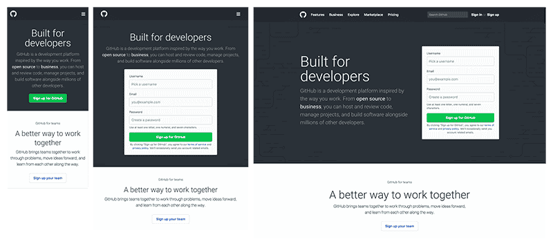 Example of a website built using responsive design to optimize the digital customer experience..