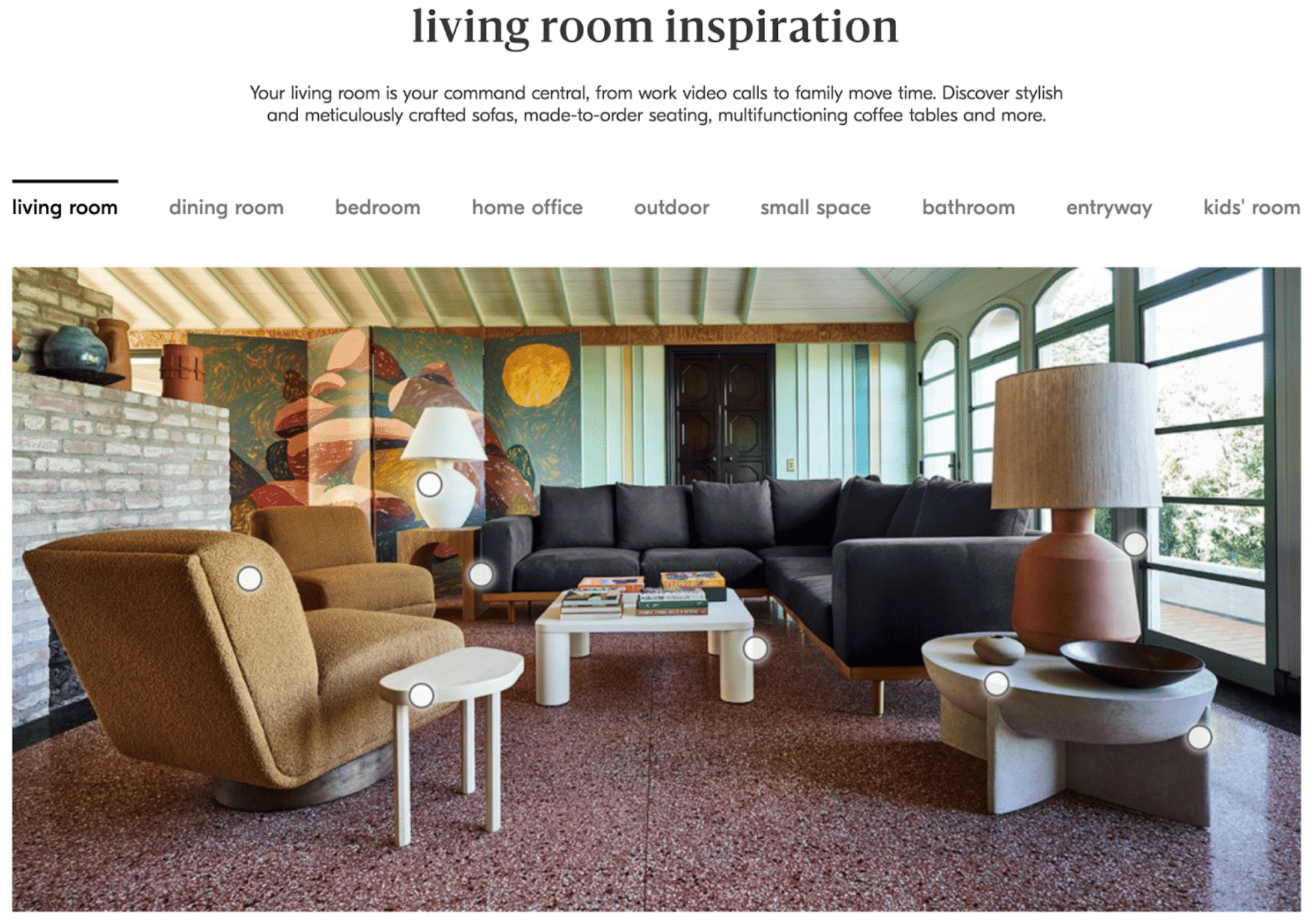 West Elm's content hub to help guide their e-commerce website