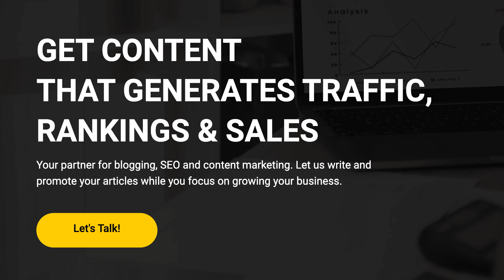 MIG landing page with minimal text and clear call to action