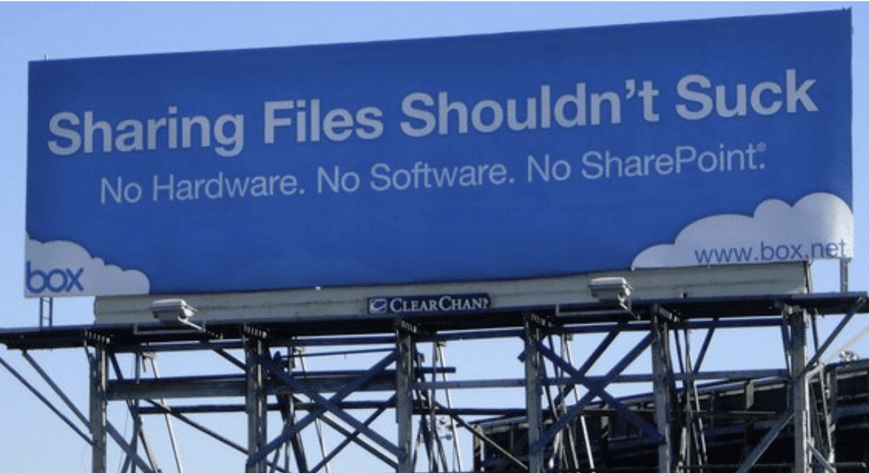 image shows billboard from Box