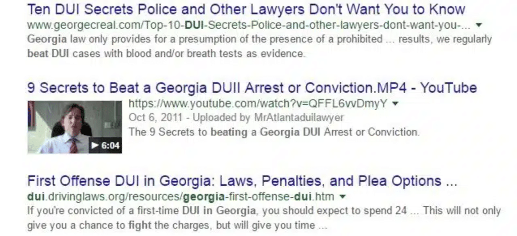 screenshot from Google SERPs shows example of pure value content marketing