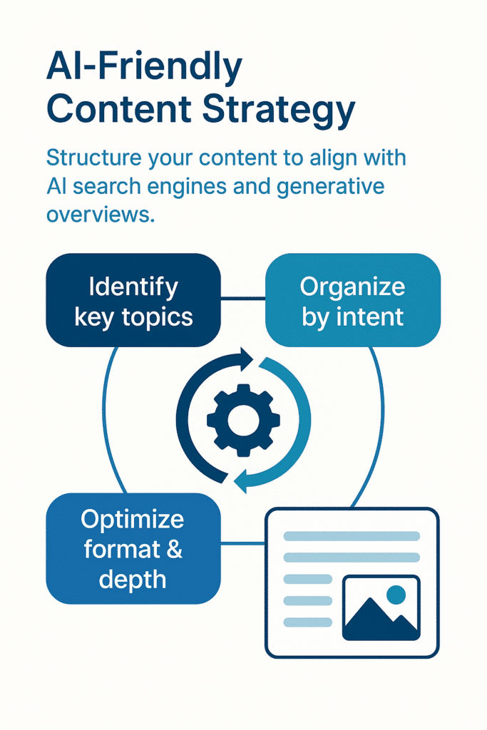 AI-friendly content strategy focused on topic structure, search intent, and content depth